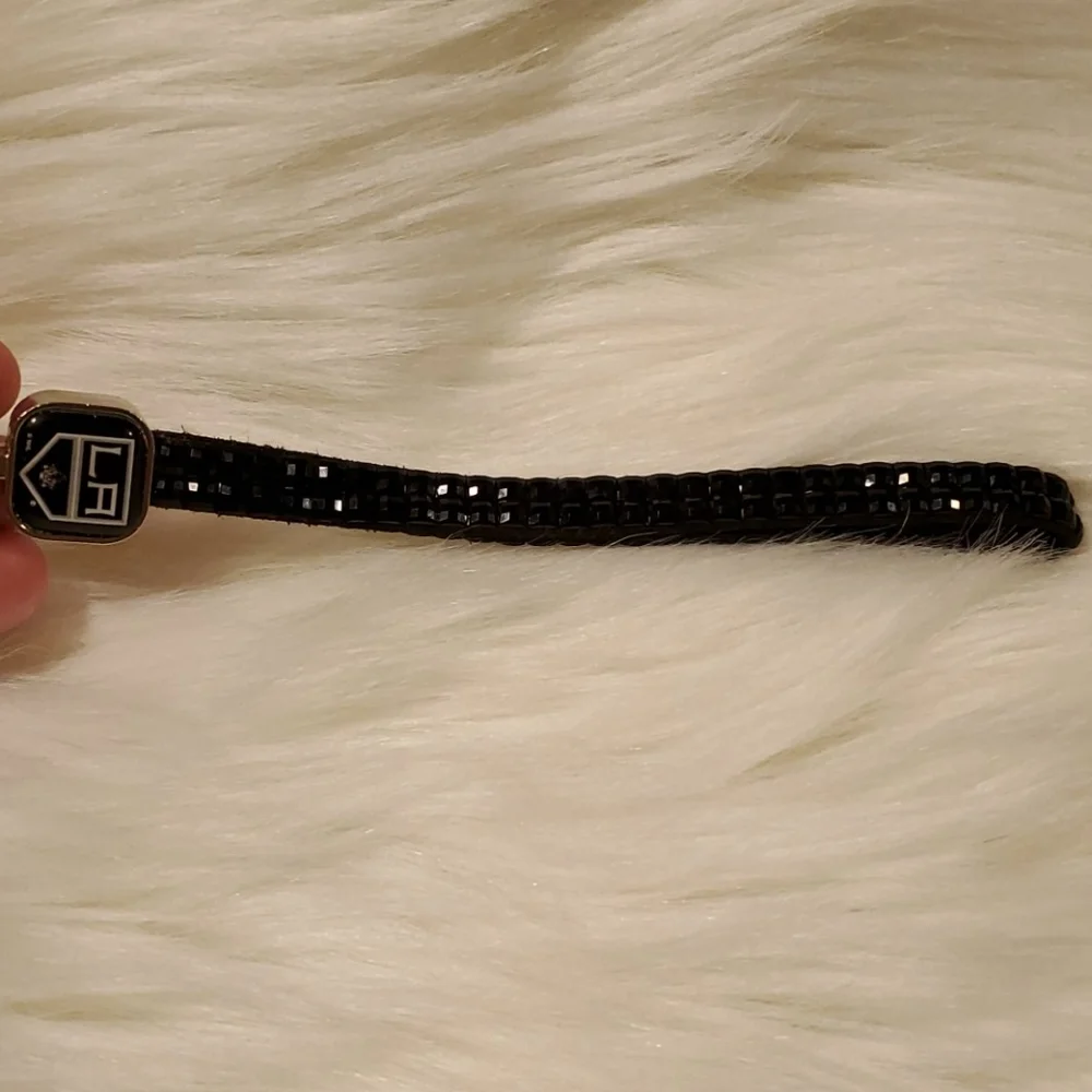 LA Kings Key Chain Silver Black with Black Rinestones
